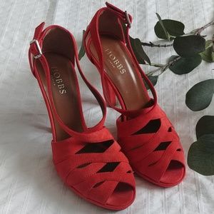 HOBBS London Suede Paprika coloured heels! 6.5